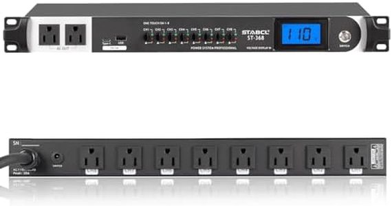 STABCL Professional 10 Socket Power Conditioner/Surge Sequencer with USB and Type-C Charger.3300W Rack Mount Audio Power Supply Controller, Surge Protector, for Audio product, electronic equipment