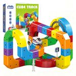 Clickrail Electric Train Set, Track Fusion Toy, Magic Rail Cube Train Set, with Gravity-Defying Motorized Train, 3D Embedded Layouts Train Track Set, DIY Cube Track, for Kids (81PCS)