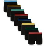 FM London Boy's (8-Pack) Boxers with Elastic Waistband Shorts, Black, XXL (13+) (Pack of 8)