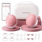 Momcozy Hands Free Breast Pump Mobile Flow | M9 Upgrade, Electric & App Control, Personalized Multi-Modes & 15 Levels, Wearable Pump Breastfeeding, 24mm (Cozy Red, 2 Count)