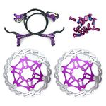 NYK Zoom Hydraulic Disc Brakes Mountain Bike Sets MTB Front & Rear Set with Floating Disc Rotor 160mm & Color Bolts (Purple)