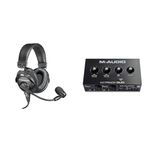 Audio-Technica BPHS1 Broadcast Series Broadcast Stereo Headset Black & M-Audio M-Track Duo – USB Audio Interface for Recording, Streaming and Podcasting with Dual XLR