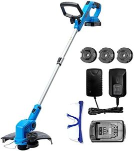 WISETOOL Weed Wacker Battery Powered, 20V Cordless String Trimmer & Edger, 12 Inch Weed Eater with 3 Spools, Edger Lawn Tool with 90 Degree Adjustable Head, with 2.0Ah Battery and Fast Charger