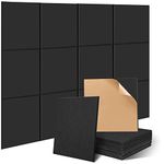 JAMELO 12pcs Square Acoustic Absorption Panels Set, 30x30x1cm Self-adhesive Studio Soundproofing Panel, High Density Acoustic Insulation Panels for Recording Studio & Home & Offices (Black)