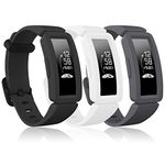 Bolesi Compatible Silicone Bands for Fitbit ace 2,Water Resistant Fitness Watch Strap for Fitbit ace 2 Bands for Kids Boys Girls(Black+Gray+White)