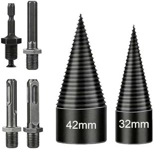 6 Pcs Firewood Log Splitter Drill Bit Set, 42mm+32mm Kindling Splitter Drill Detachable Design 4 Drill Attachments Efficiently for Dry Soft Woods