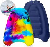 JAMBO Inflatable Surf Body Board with Handles, Boogie Board for Beach, Surfing Swimming Floating Surfboard Boards, Pool Floats Pool Beach Toy for Kids (Water Color Bodyboard) - 1 Pack