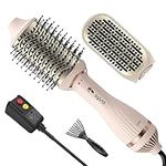 Syvio 4-in-1 Hair Dryer Brush Blow Dryer Brush, One Step Hair Dryer & Volumizer with Curly & Straight Brushes, Styler for Smooth & Frizz-Free Results for All Hair Types, Anti-Scald Desin, Pink