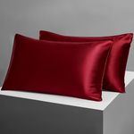 Candoury Satin Silk Pillowcase for Hair and Skin, Queen Size Set of 2 Pillow Cases, Soft Silky Pillow Covers 2 Pack with Envelope Closure (20x30, Burgundy)