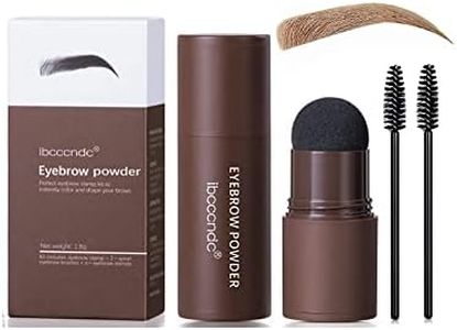 Noies Eyebrow Waterproof Stamp Makeup Kit with Powder Stamp & 10 Reusable Stencils & 2 Eyebrow Brushes (Light Brown)