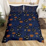 Pumpkin Lantern Bedding Duvet Cover Set Kids Halloween Haunted House Bedding Set Boys Girls Scary Bats Ghost Bedding & Linen Jack O Lantern Bedding & Linen Bedroom King Size