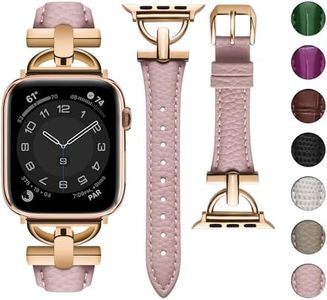 wutwuk Leather Replacement Strap Compatible with Apple Watch 42mm 41mm 40mm 38mm 44mm 45mm 46mm 49mm Ladies for iWatch Series 10 SE 9 8 7 6 5 4 3 2 1 with Metal Buckle Women