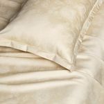 Story@Home Luxe 500TC Super Soft Elegant Floral Printed Flat Bedsheet Long Staple Egyptian Cotton Compact Yarn Super King Size (108" x 108") 2 Pc Pillow Cover Size (18"x27")- Sand-Gift Packaging