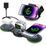 Wireless Charger 3 in 1 - DLveer Magnetic Foldable Wireless Charging Station for Multiple Devices,Compatible with iPhone 14/13/12 Pro Max/Pro, AirPods 3/Pro 2/Pro, iWatch (Adapter Included), Black
