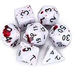 FLASHOWL Vampire Dice Blood Dice D&D Dice Set with Irregular Spray Fuchsia Dots Blood Splatter Polyhedral Role Playing Gaming Dice D20 Dice Dungeons and Dragons Dice 7 Set