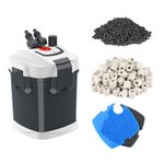 Fishnanny External Fish Tank Filter Ultra-Quiet, External Aquarium Filter Canister with Filter Media，Canister filter Aquarium Cartridge Include Sponge,Bio-ball,Activated Carbon, 35W for 550L Aquariums