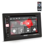 Double Din DVD Car Stereo Player Bluetooth in-Dash Car Stereo Touch Screen Receiver w/USB/SD, MP3, CD Player, AM FM Radio, Steering Wheel Feature, Hands-Free Call, Camera/Speaker Input - Pyle