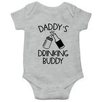 Daddy Drinking Buddy - Funny Cute Novelty Infant Creeper, One-Piece Baby Bodysuit (Gray, 12 Months)