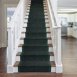 runrug Stair Runner Rug - Non Slip - Staircase Carpet Runner for Stairs - Stain Resistant Stair Carpet Rug Runner - Ideal for High Foot-Traffic - 66cm Wide x 450cm Long - Aztec, Green