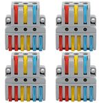 WOODTULA Compact Wire Splice Connectors - Electrical Wire Connectors - 3 to 6 Way Butt Terminal Block Connectors (4pcs, 3 to 6 inline, Multi)