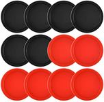 Coopay 12 Pieces Home Air Hockey Pucks 2.5 Inch Heavy Replacement Pucks for Game Tables Equipment Accessories, 12 Grams (Red and Black)