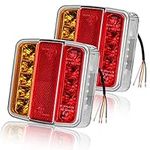 AOHEWEI 2Pcs Trailer Rear Tail Lights 18LEDs 12V Turn Stop Lights Reflector License Plate Light IP67 Waterproof Mutil-Function Trailer Truck Caravan Van Boat Lamp E-Mark