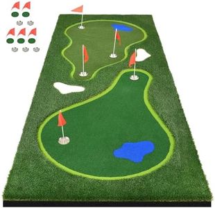 Sturdum Dual-Speed Golf Putting Green Indoor/Outdoor, 5X12ft Upgraded Golf Putting Mats, Large Golf Turf Practice Putting Mat with 5 Steel Cups 5 Flags