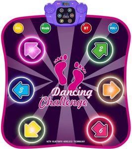 INSTOY Light Up Dance Mat for Girls：Dance Toys for 4 5 6 7 8 9 10 Year Old Girl Gifts - Music Dancing Game Pad with 5 Game Modes & Wireless Bluetooth - Birthday Gifts for Girls Boys Age 3-10
