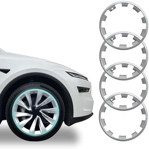Wheel Rim Protector Designed for 2025 2026 Tesla Model Y Juniper 20 Inch Helix Wheel, 4PCS ABS Rim Guard Hubcap Cover Tire Trim Rings for Model Y Juniper Accessories, Silver