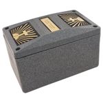 Champion Graystone Urn Vault - Cross & Ray, Urn Vault for Ground Burial, Holds One Adult Cremation Urn for Human Ashes, Durable and Secure Cremation Urn Vault for Cemetery Burial