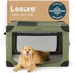 Lesure Soft Collapsible Dog Crate - 42 Inch Portable Travel Dog Crate for Extra Large Dogs Indoor & Outdoor, 4-Door Foldable Pet Kennel with Durable Mesh Windows (Green)