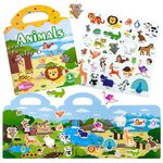 Reusable Sticker Books for Toddlers Animal Sticker for Toddlers 1-3, Toddler Sticker Book for Kids 2-4, Toddler Airplane Travel Essentials, Toys for 2 3 Years Old, Christmas Party Bag Fillers