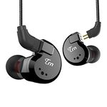 KINBOOFI TRN V80 HiFi Earphone 2 Dynamic and 2 Balanced Armature Driver Stereo Bass IEM, Metal in Ear Headphone, Stage/Studio in Ear Monitor with Detachable 2 Pin Cable (Black No Mic)