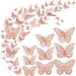 Nelotaor 72 Pcs Butterfly Wall Decor, 3 Styles 3 Sizes 3D Butterfly, Rose Gold Butterfly, Wedding Decorations, Birthday Party Decorations, Girls Bedroom Decoration(72 Pcs, Rose Gold)