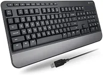 X9 Performance Multimedia USB Wired Keyboard - Comfortable Typing - Ergonomic Full Size Keyboard with Wrist Rest and 114 Keys - External Computer Keyboard for Laptop and Office PC