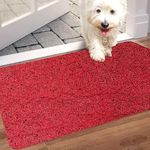 CURSHEET HOMZ Cushion Noodle Rectangular Mat for Home Entrance,Heavy Indoor Outdoor Anti Slip PVC Floormat for Bedroom Kitchen,Absorbent Solid Mat for Bathroom,Office,Door/Bath Mat (4x3, Red)