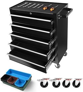 GarveeTech Tool Chest with Wheels&Drawer,Rolling Tool Box with Tool Chest Drawer Organizer,Tool Cabinet for Mechanic,Garage, (Black, 5 Drawers)