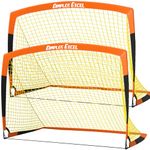 Dimples Excel Soccer Goal Kids Soccer Net for Backyard, 2 Set (5' x 3.6', Orange Black)