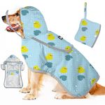 SlowTon Dog Raincoat for Large Medium Small Dogs - Adjustable Dog Rain Jacket Clear Hooded Double Layer, Waterproof Dog Poncho with Reflective Strip Portable Storage Pocket(Blue, XXL)