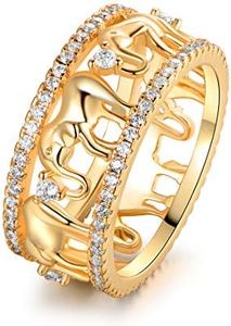 Barzel 2 Tone 18k Gold Plated Elephant Cubic Zirconia Eternity Ring for Women (10)