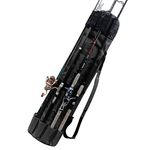 AMOMO Fabric Portable Fishing Rod Bag Fishing Pole And Reel Carrier Storage Case Travel Carry Holder Bags Great (Black)