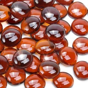 RUOJAS 10LB Amber Flat Glass Marbles for Vases, Gemstone Beads Vase Filler Decorative Glass Pebbles for Fish Tank, DIY Crafts, Autumn Centerpieces, Aquarium Decor Rocks