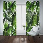 MUZHILI Growth Rainforest of Hawaii with Exotic Rainforest Modern and Unique Shading Green Leaf Tree Shade Durable to Look at Summer Cool and Refreshing Shading Insulation Curtains 2 Panes