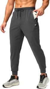 Pudolla Men's Fleece Lined Joggers Sweatpants with Zipper Pockets Winter Warm Pants for Men Running Workout Gym Athletic(Charcoal Large)