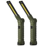 Coquimbo LED Work Light Rechargeable Torch, Gifts for Men Dad Inspection Lamp Light with Magnetic Base 360° Rotate Camping Grill Lights (2 Pack, Green)