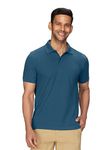 XYXX Men's Solid Regular Fit Shirt (XY_CR14_Polo Tshirt_1_Indian Blue