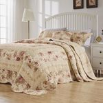 Greenland Home Antique Rose 100% Cotton Bedspread Set, 3-Piece Queen, Ecru