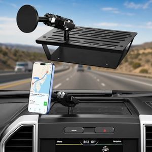 Surfcabin No Punching Required Dash Phone Holder, Compatible with 2015-2020 F150 2017-2022 F250 F350, Metal Cellphone Mounting Bracket Stand for Most CellPhones (Magnetic Type)