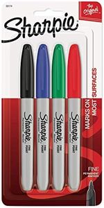 SHARPIE 30174PP Permanent Markers, Fine Point, Assorted Colours, 4 Count