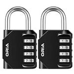 ORIA Combination Padlock, 4 Digit Locker Lock, Padlock Outdoor Indoor, Waterproof Design, for School, Gym Or Sports Locker, Toolbox, Hasp Cabinet (2 Pack, Black)